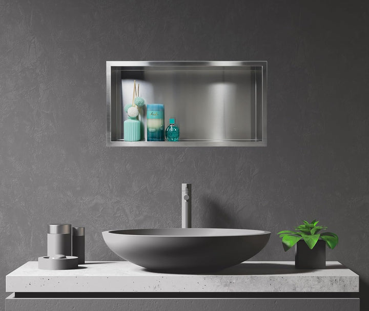 WALL-BOX ONE - Chrom Nische Edelstahl - Verchromt Wandnische Dusche - Wasserdicht - Flexibler Nische