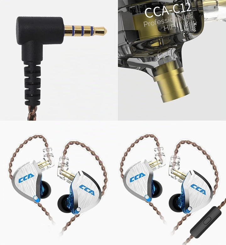CCA C12 5BA 1DD Stereo Bass Kopfhörer In Ear Kopfhörer mit Kabel Noise Cancelling Sport Earbuds Head