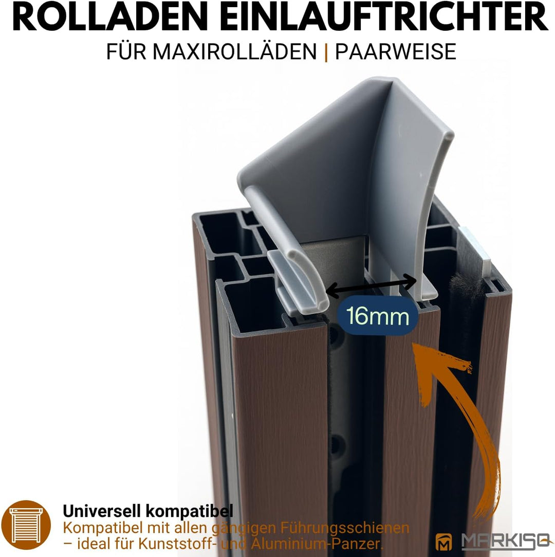 Rolladen Einlauftrichter Universal | Rolladenführung für Führungsschiene | Maxi | 10 Paar (20 Stück)