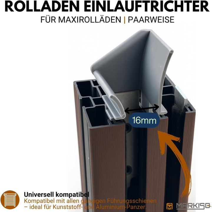 Rolladen Einlauftrichter Universal | Rolladenführung für Führungsschiene | Maxi | 10 Paar (20 Stück)