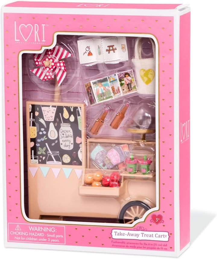 Lori Flughafen Verkaufsstand Set, Zubehör für 15 cm Mini Puppen – Puppenzubehör mit Imbisswagen, Ess