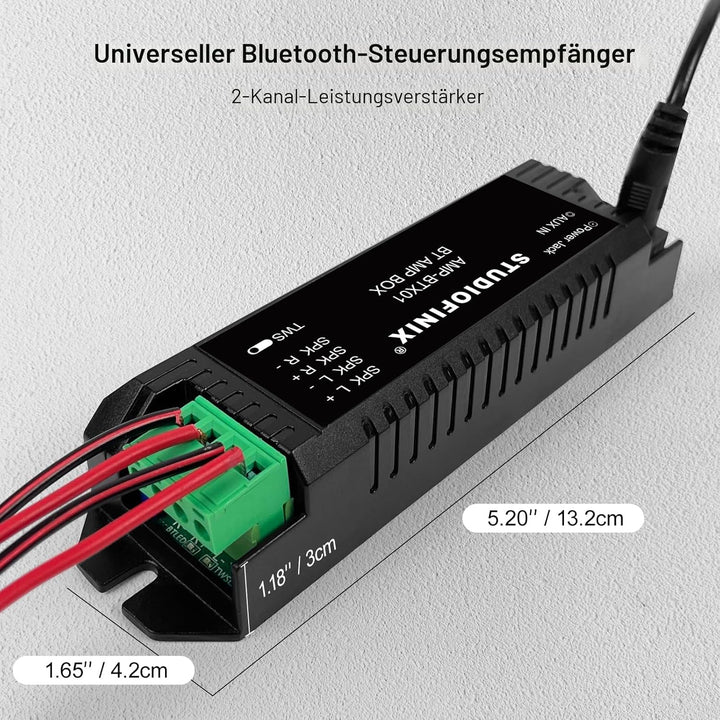 STUODIOFINIX 2-Kanal Mini Bluetooth Verstärker für passive Lautsprecher mit TWS, AUX, Ersatzteil, pa