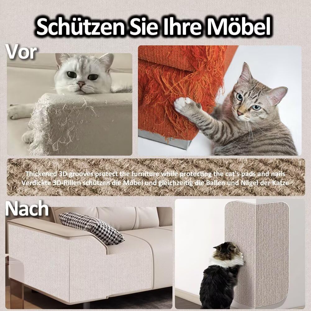 Kratzmatte Katze Selbstklebend - Kratzschutz Sofa Anti Kratz Folie Kratzwand für Katzen Frei DIY Ges