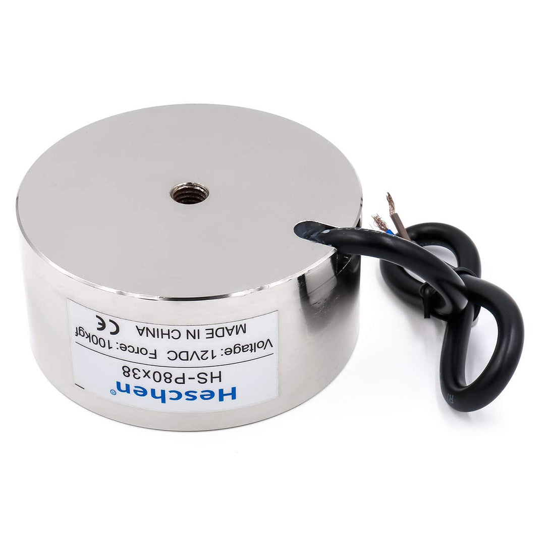 Heschen Elektromagneten Magnet Magnetventil HS-P80/38, OD: 80 mm, DC 12 V, 100 kg/220 lb