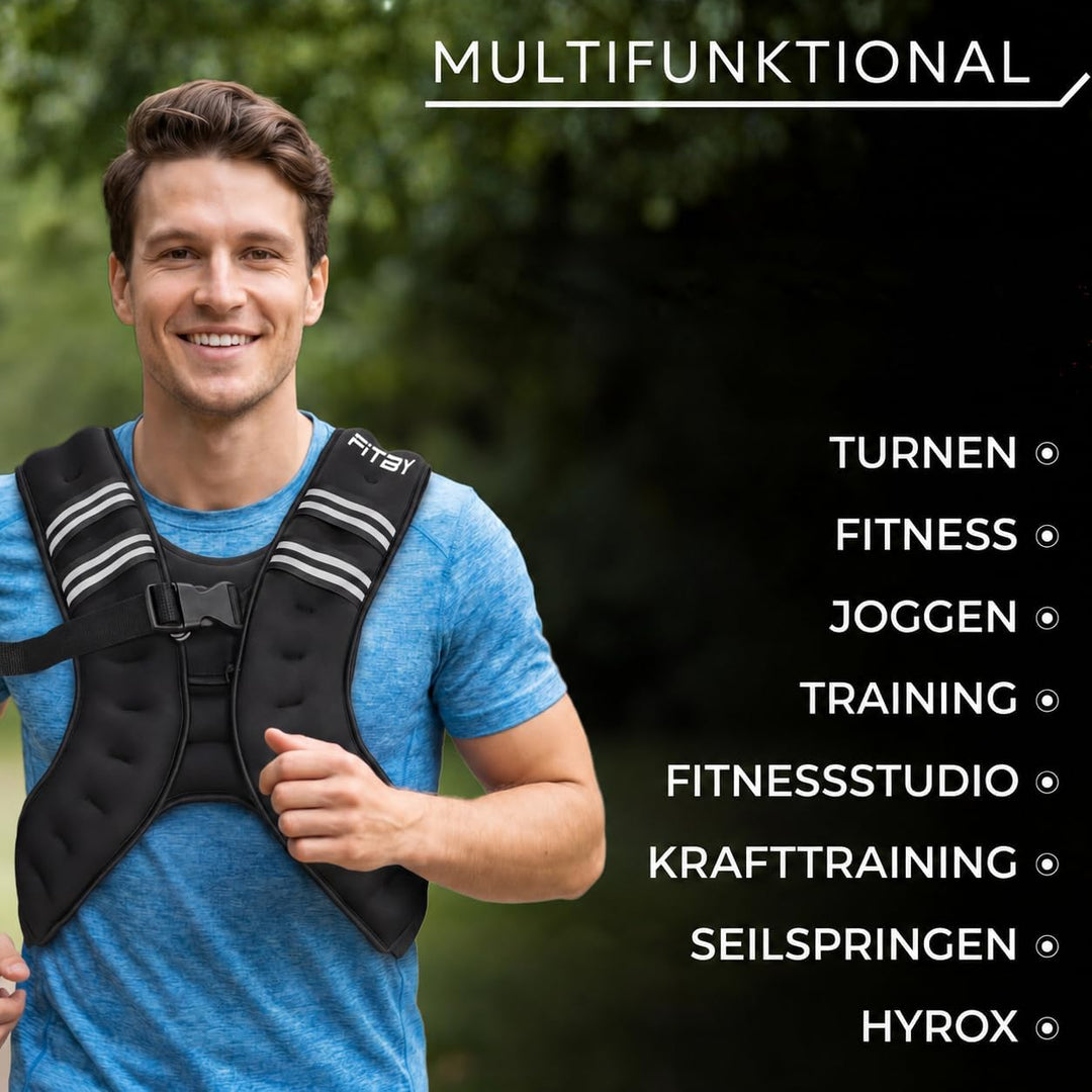 Gewichtsweste 10kg Herren Damen – Weighted Vest Verstellbar, Atmungsaktiv & Wasserabweisend, Trainin