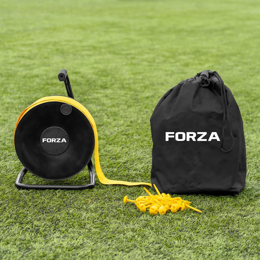 FORZA 100m Spielfeldmarkierungsband [3 Farben] - Linienmarkierung für Sportplätze Gelb, Gelb