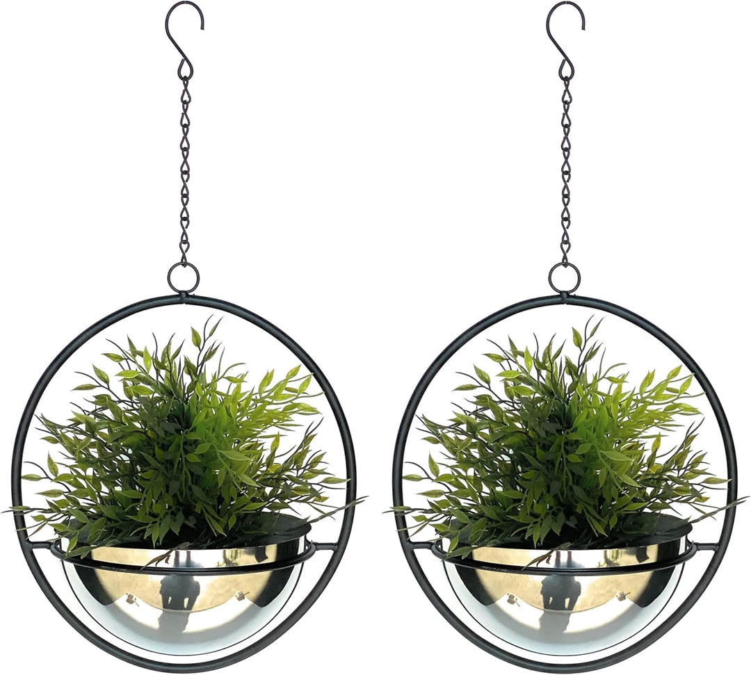 DanDiBo 2er Set Blumenampel Innen Metall Wand Hängepflanzen 53 cm 96087 M mit Topf Silber Pflanzenhä