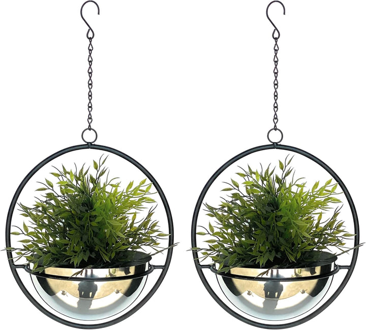 DanDiBo 2er Set Blumenampel Innen Metall Wand Hängepflanzen 53 cm 96087 M mit Topf Silber Pflanzenhä