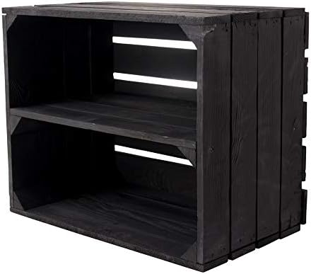 9er Set Neue Schwarze Obstkiste mit Zwischenboden 50cm x 40cm x 30cm Regal Holzregale Regalsystem We