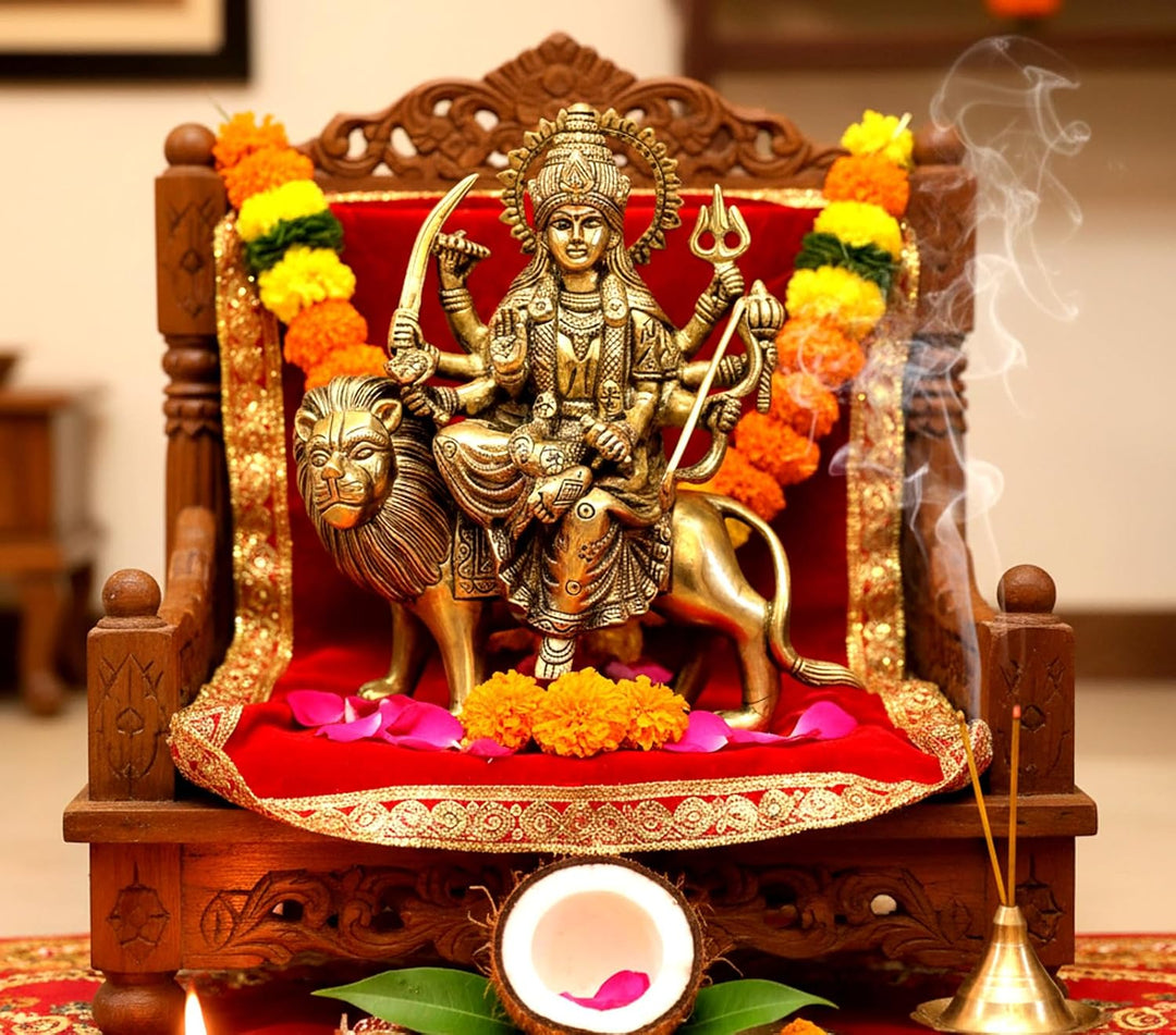 eSplanade Brass Maa Durga/MATA Rani Idol, Statue, moorti, murti for Home Mandir and Home Decor (8.5