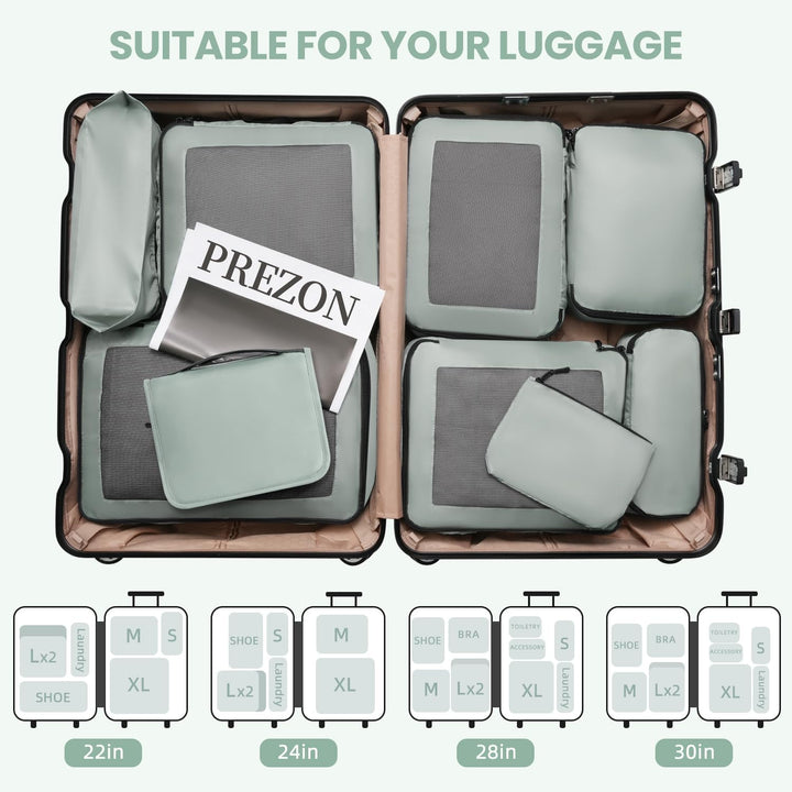 Prezon Packing Cubes for Suitcase 10 Set, Leichtgewichtige Gepäck Packing Organizer Packing Cubes fü