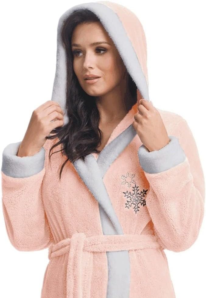 LEVERIE Damen Bademantel/Homewear/Kuschelpullover oder -jacke (made in EU) in tollem Design M lachs-