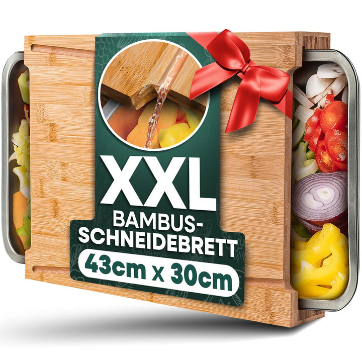 Loco Bird Premium Schneidebrett mit Auffangschalen - 44,8x30x7 cm - Ideales Gadget für die Küche - S