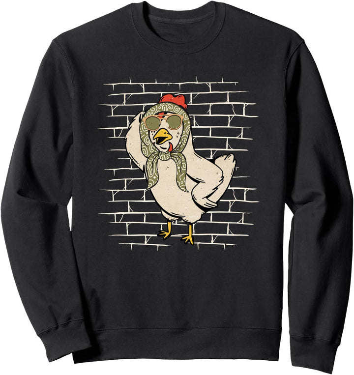 Henne Sonnenbrille Mit Schal Bauer Landwirte Bauernhof Huhn Sweatshirt