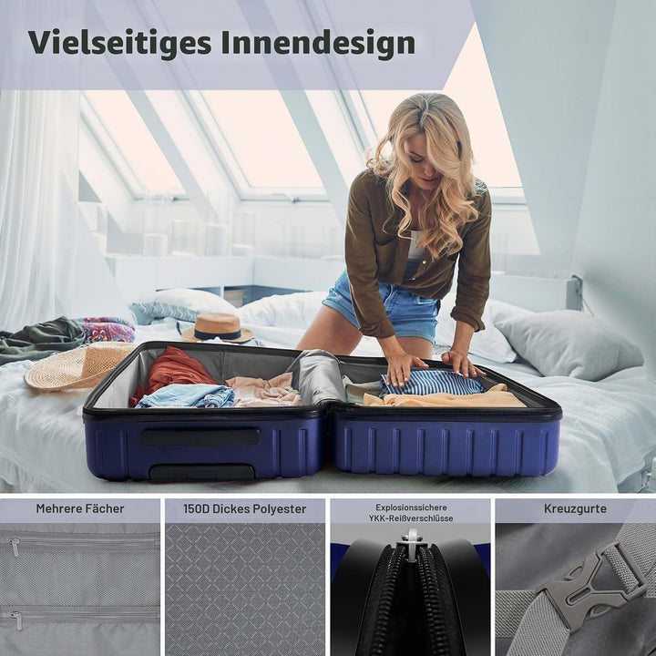 SHOWKOO Koffer Gross 75cm Hartschale Leicht Reisekoffer Polycarbonat Erweiterbar Haltbar Trolley Han
