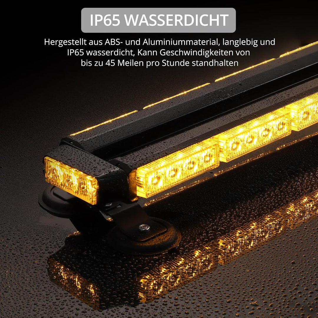 Justech 54LEDs Rundumleuchte 27 Modi Blitzleuchte Schraube Starker Magnet Amber Gelb Decke Licht War