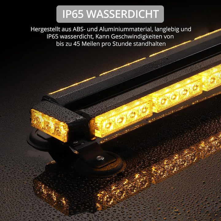 Justech 54LEDs Rundumleuchte 27 Modi Blitzleuchte Schraube Starker Magnet Amber Gelb Decke Licht War