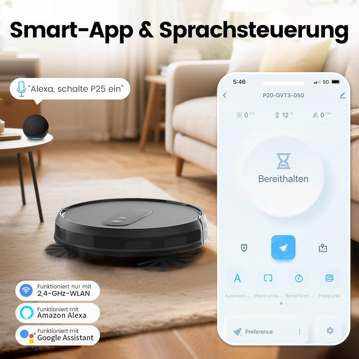 FIXR P25 Saugroboter, Staubsauger Roboter mit 4000 Pa Saugkraft, Roboterstaubsauger mit Ladestation,
