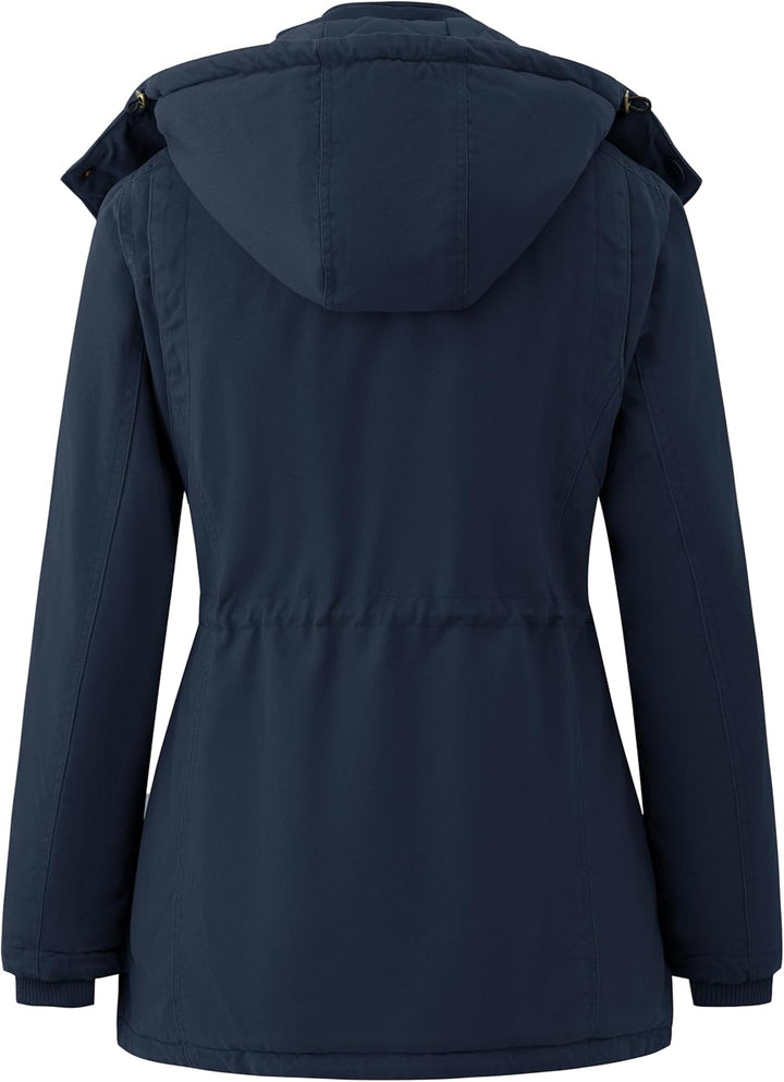Wantdo Damen Winddichter Warmer Mantel Winter L?ssiger Fleecemantel Klassische Baumwoll Kapuze Jacke