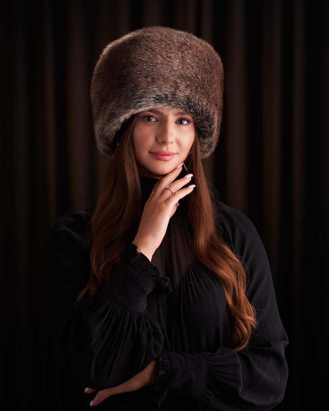 Futrzane Siberian Kosakenmütze - Pelzmütze Damen - Fell Pelz Russische Mütze L Braun Siberian, L Bra
