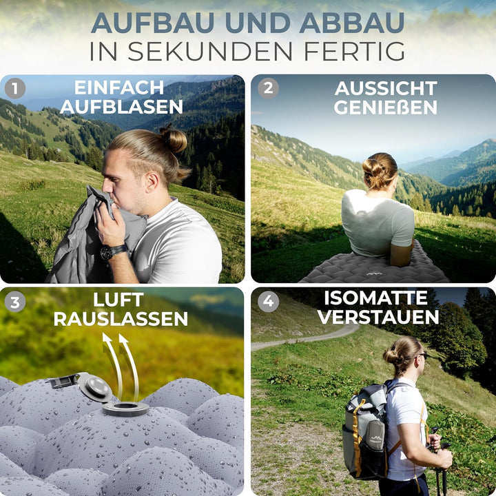 Isomatte Outdoor [Kleines Packmass & Ultraleicht] Luftmatratze perfekt für Camping, Wandern, Backpac
