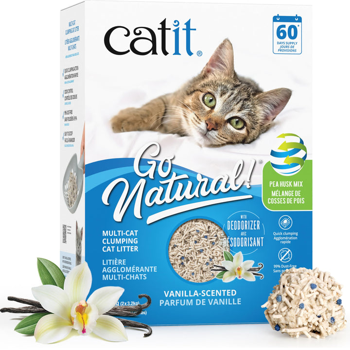 Catit Go Natural, Klumpendes Katzenstreu aus Erbsenhülsen, Vanilleduft, 6,4kg Vanille 6,4kg, Vanille