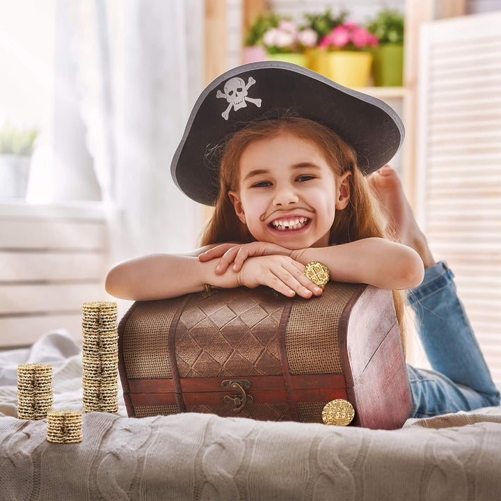 Piraten Münzen Zubehör, 100 Goldmünzen-Set, Metall Goldtaler Deko Dublonen für DND Brettspiele, Cosp
