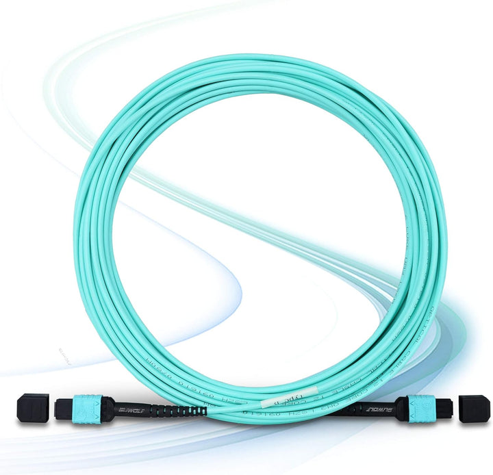 SUWOLF 1M / 3,3FT 12Fasern Polarität Typ B OM3 MPO zu MPO Patchkabel Beide Female LSZH MPO - MPO LWL