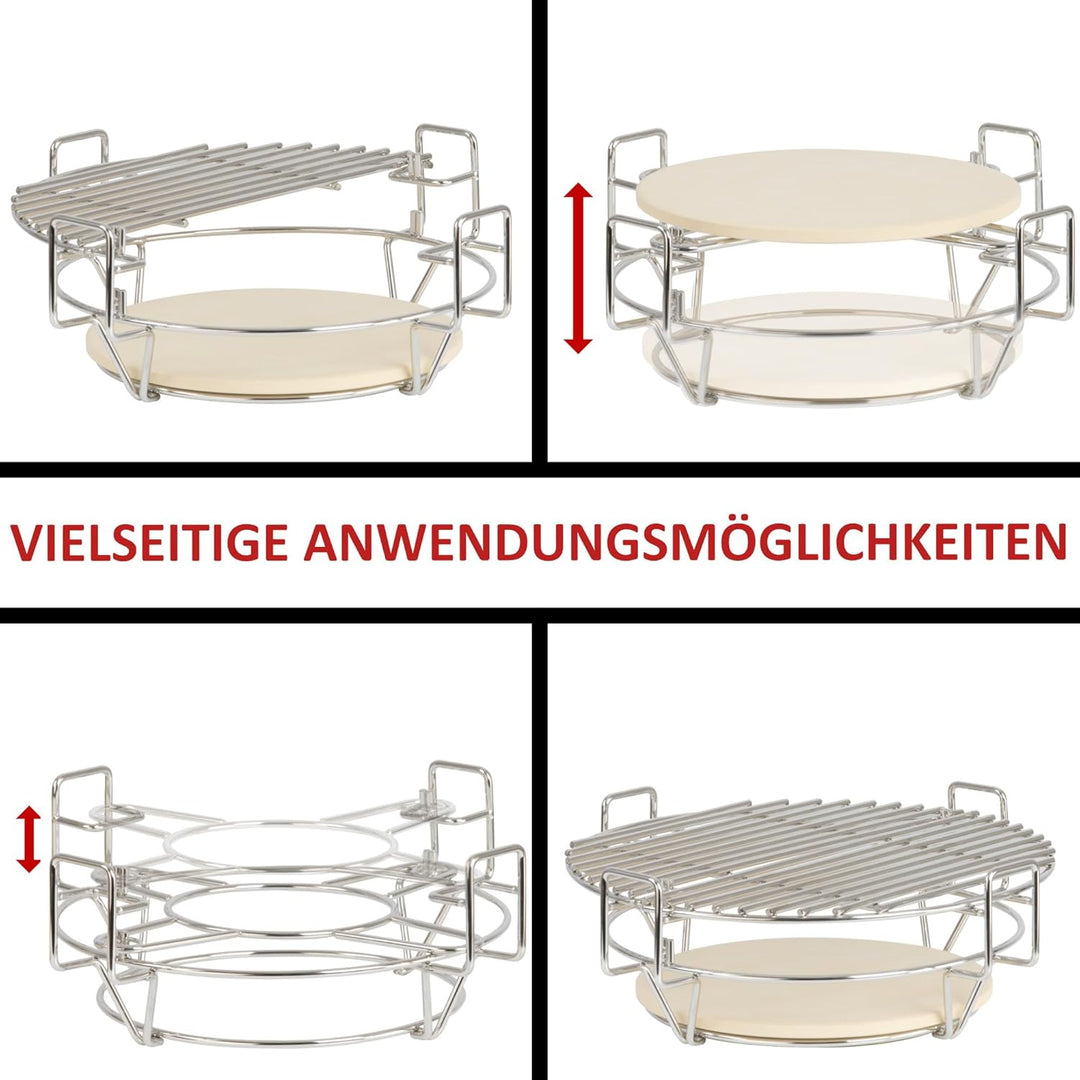 BBQ-Toro Flexibles Kochsystem für Kamadogrill Ø 39 cm | Edelstahl Grillaufsatz 3 Ebenen mit Grillros