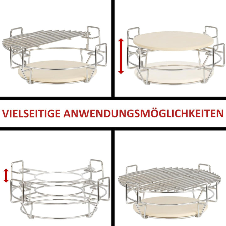 BBQ-Toro Flexibles Kochsystem für Kamadogrill Ø 39 cm | Edelstahl Grillaufsatz 3 Ebenen mit Grillros