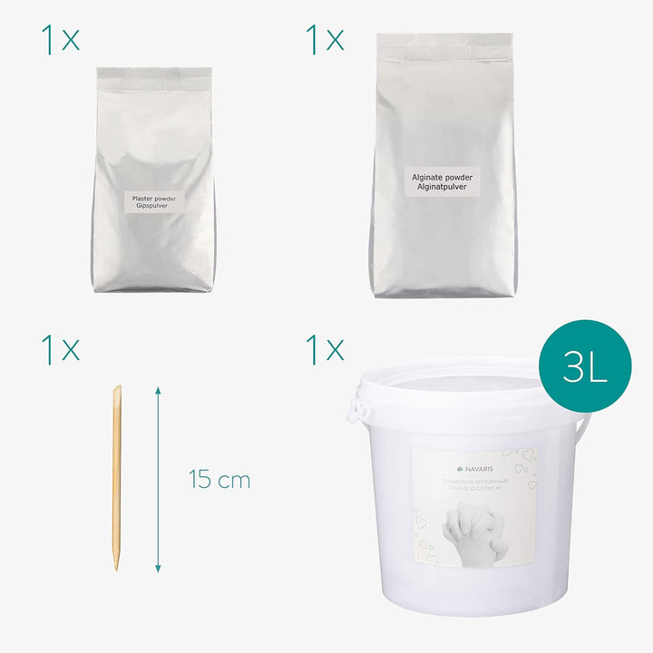 Navaris 3D Abformset Gips Familie Hände - Set Gipsabdruck Abdruck Fuss Hand - Handabdruck Fussabdruc