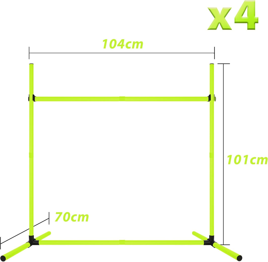 4X Agility Set Hunde Slalomstangen Hund Training Set Höhenverstellbar Kunststoff Hürdenset Hobby Hor