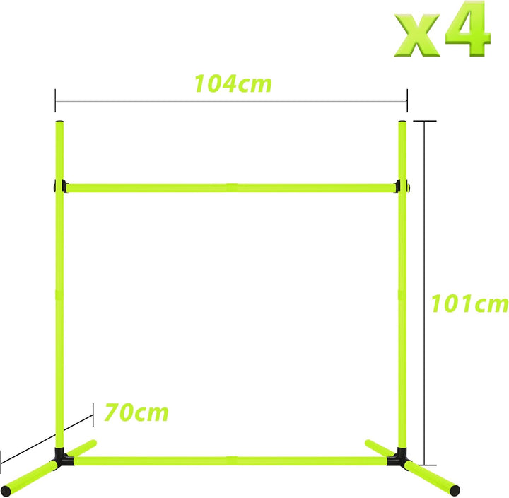 4X Agility Set Hunde Slalomstangen Hund Training Set Höhenverstellbar Kunststoff Hürdenset Hobby Hor