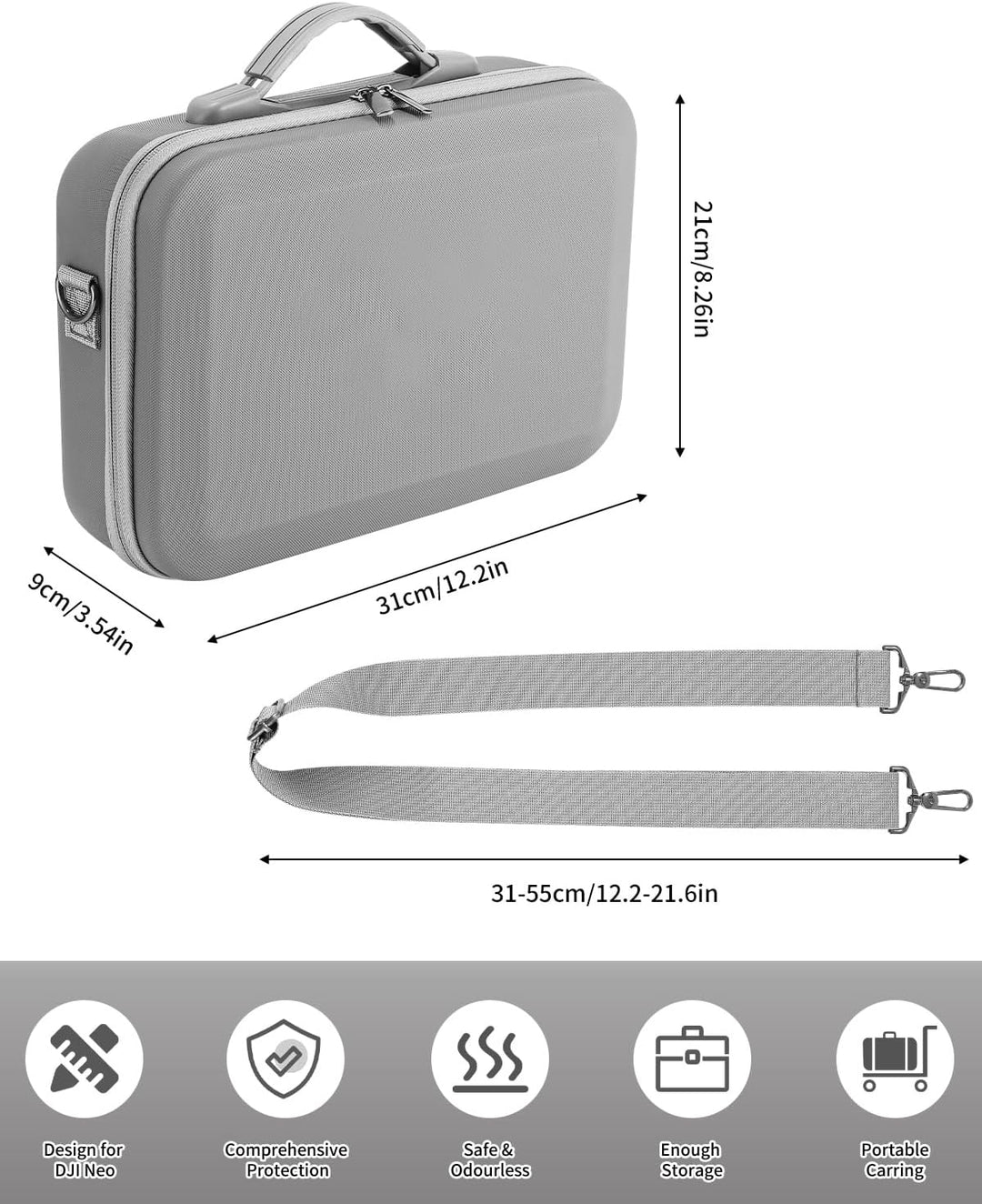Tasche für DJI Neo Drohne, Tragbare Tragetasche Aufbewahrungs, PU Reisetasche Case für DJI Neo und R
