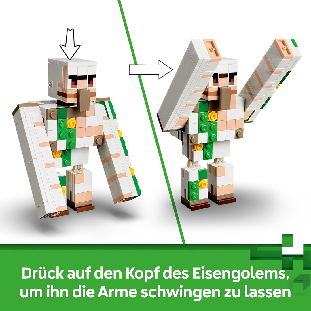 LEGO Minecraft Angriff des Hühnerreiters in der Wüste - Spielzeug mit 6 Figuren inkl. Eisengolem & B