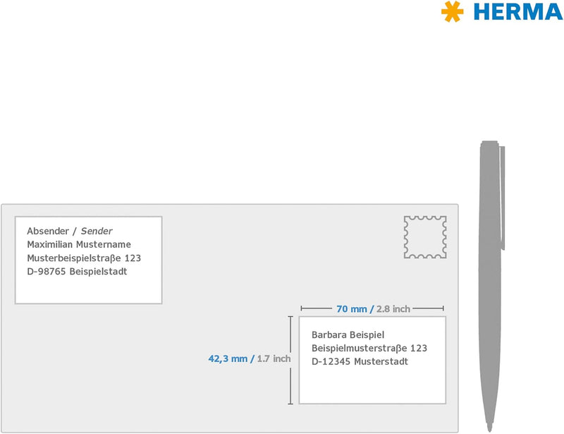 HERMA 4616 Adressetiketten, 200 Blatt, 70 x 42,3 mm, 21 Stück pro A4 Bogen, 4200 Aufkleber, selbstkl