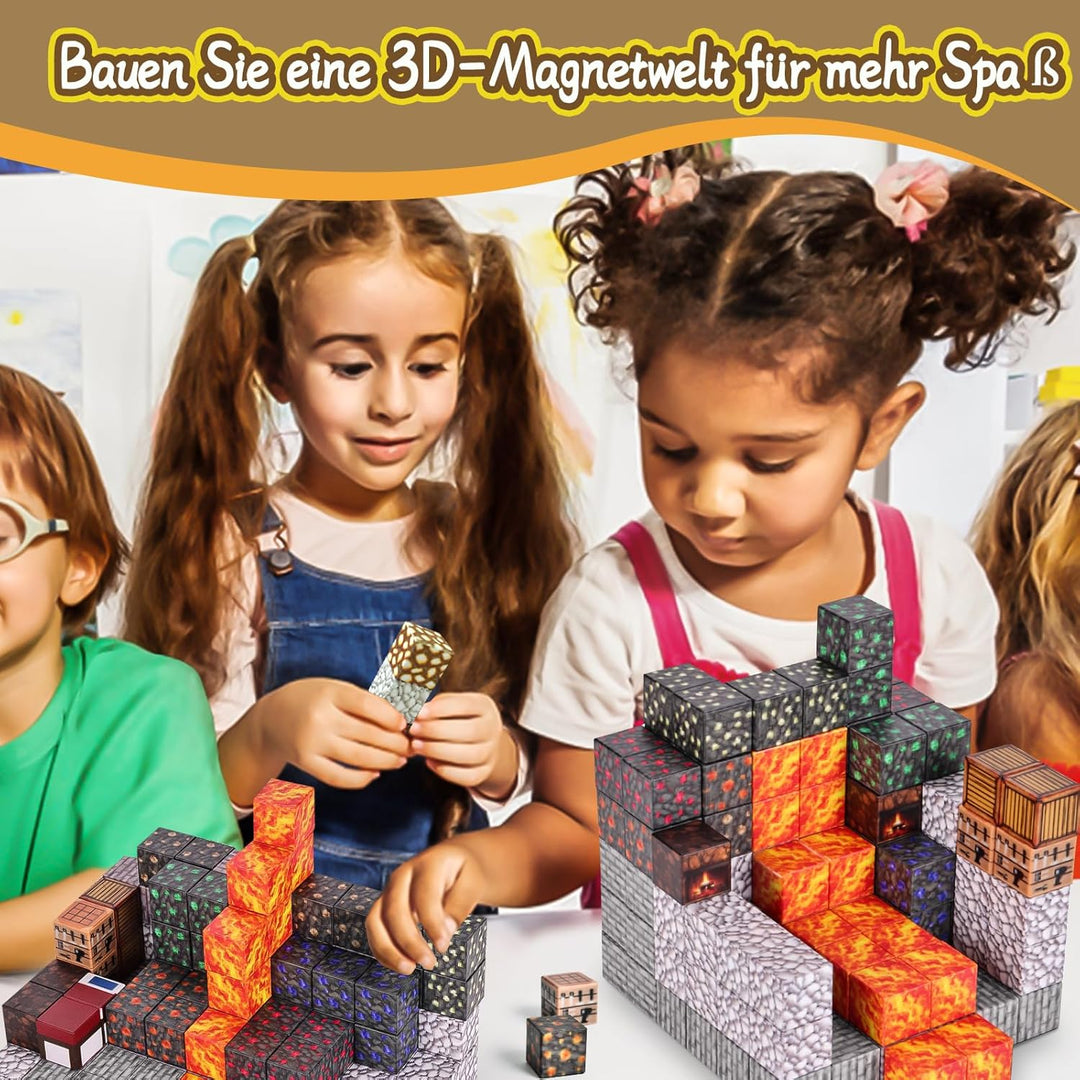 Ulikey Magnetische Bausteine, 80 Stück Magnetic Building Cubes 2.5CM Magnetische Würfel Set Bergwerk