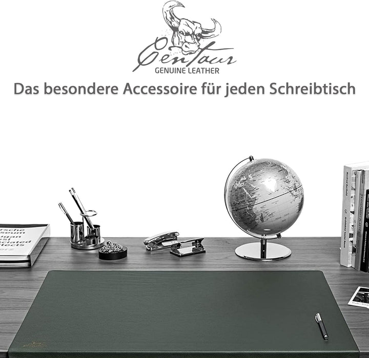 Centaur - Hochwertige Leder Schreibtischunterlage mit 90° Kantenschutz - Flaschengrün 55x80 cm - ide
