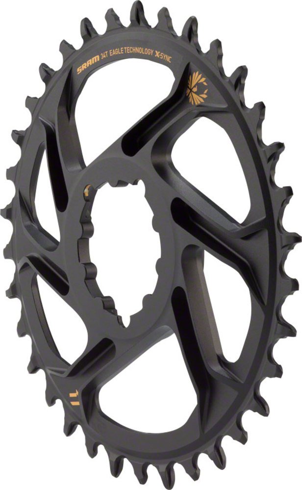 Sram Eagle X-Sync 34T Direktmontage Off-Set Boost Aluminium 12-Fach Kettenblatt - Schwarz, 3 mm Gold