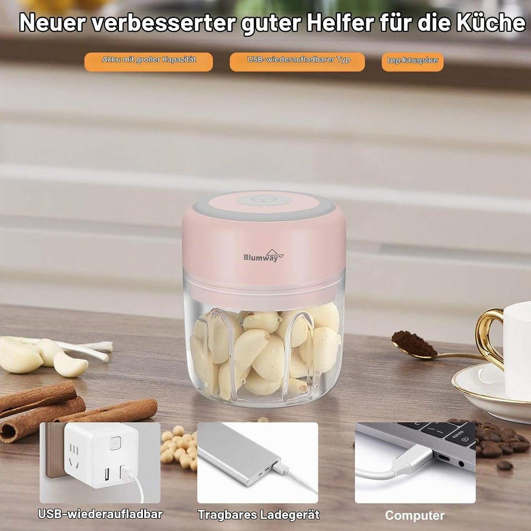BlumWay 2 Stück Mini Zwiebelschneider, Elektrisch Zerkleinerer Küche Gemüsezerkleinerer Multizerklei