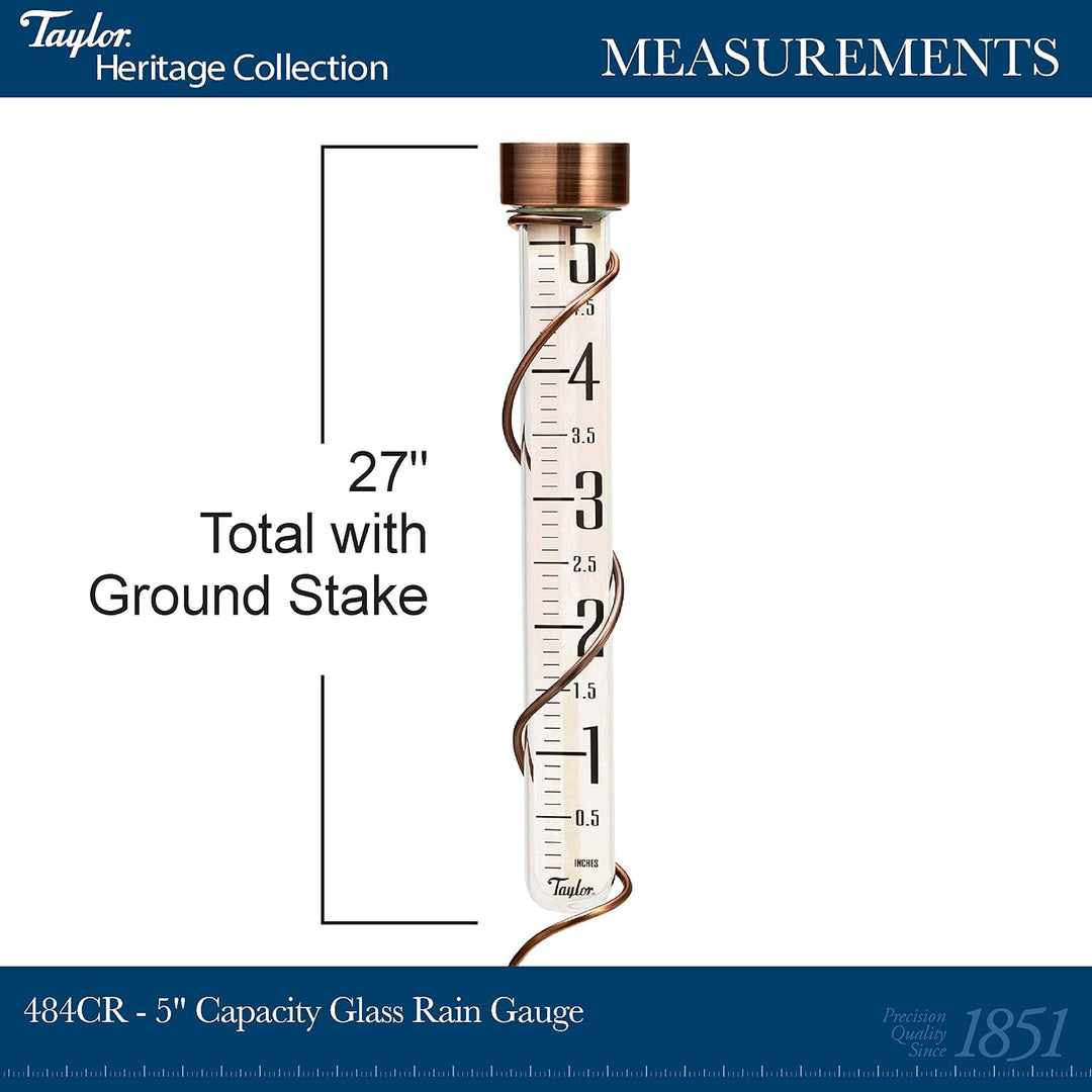 Taylor Precision Products Heritage Regenmesser, Glas, 68,6 cm hoch, 12,7 cm Kapazität, Aluminium, Ku