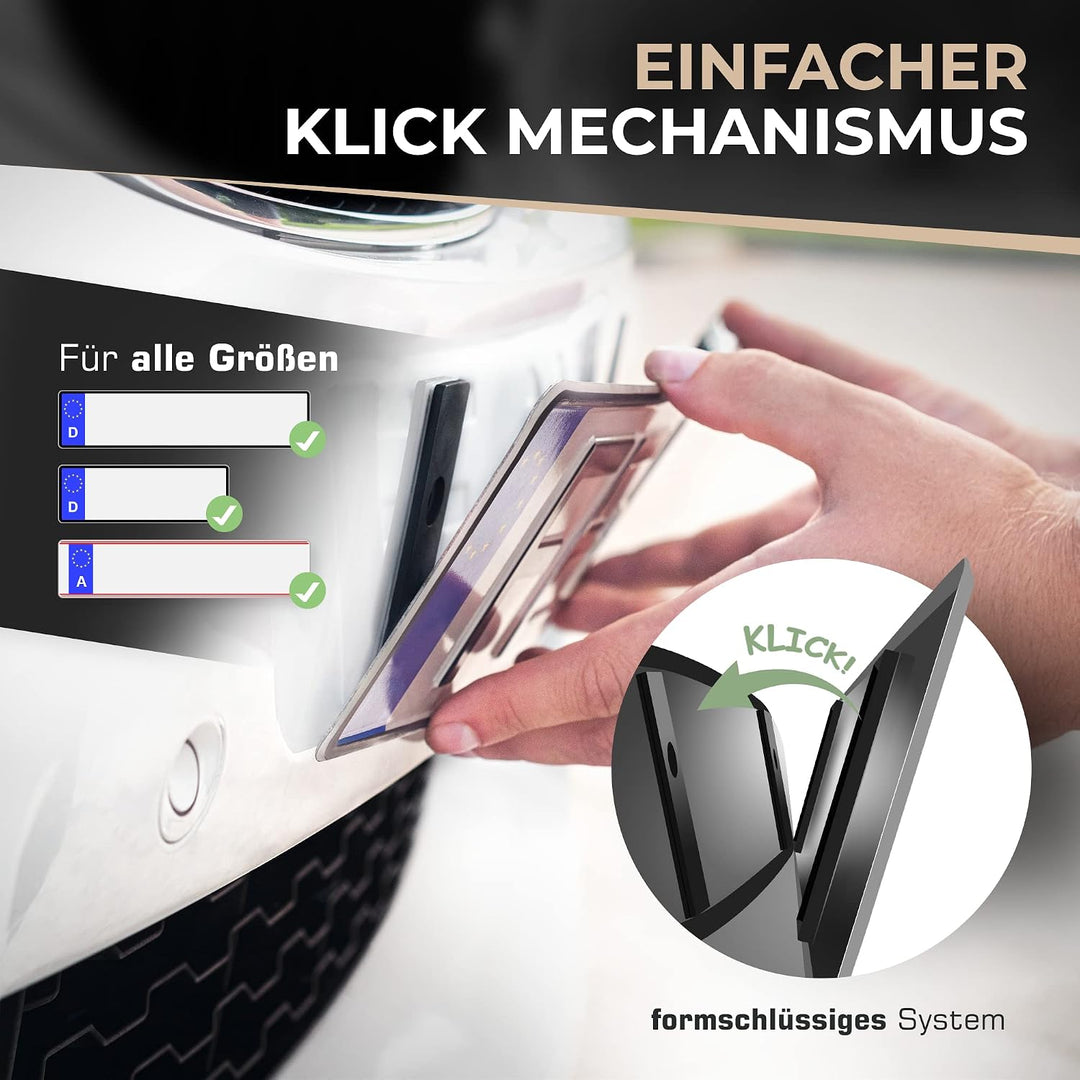 ODENO® Magnet Kennzeichenhalter im Set für 2 Kennzeichen - für jedes Kennzeichen und Auto - rahmenlo