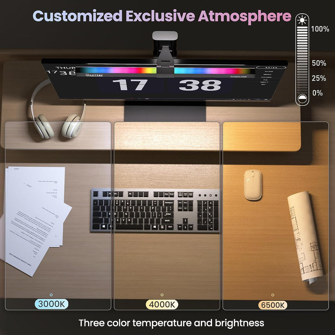 Quntis Computer Monitor Lampe mit Gaming Deko RGB Hintergrundbeleuchtung, Monitor Light Bar mit Touc