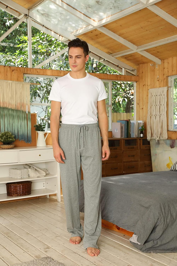 U2SKIIN Pyjamahose Herren lang 100% Baumwolle, Schlafhose Herren Schlafanzughose lang Pyjama Hose Sc