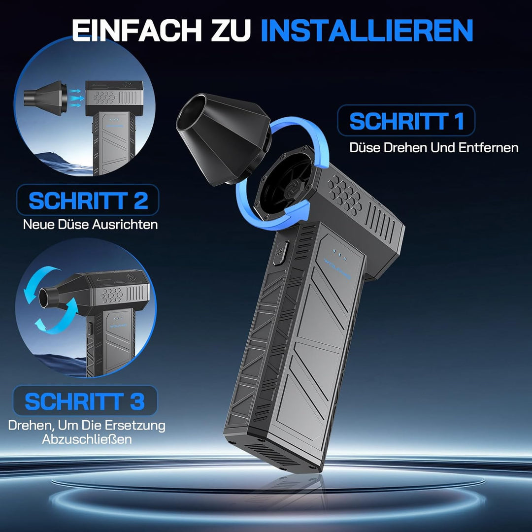 WOLFANG Electric Air Duster-110000RPM Super Power Cordless Air Duster, 3-Gang Mini-Gebläse Elektrisc