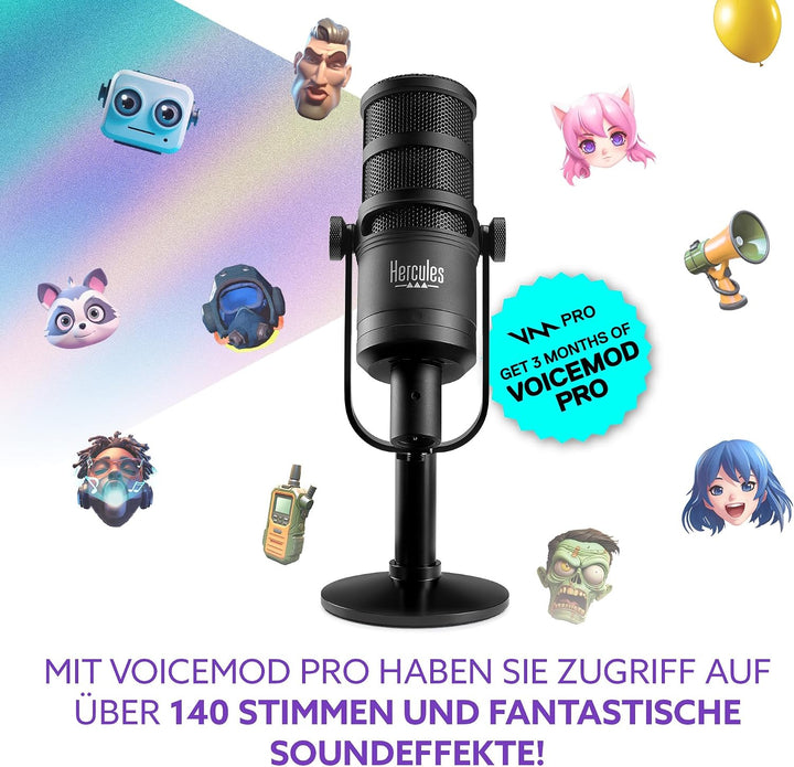 Hercules Stream Essentials Kit - Stream 200 + XLR-Mikrofon PC | Stream 200 XLR-Controller mit 4,3-Zo