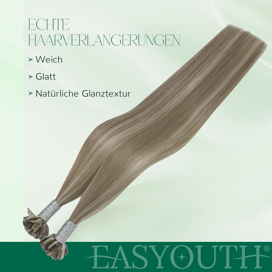 Easyouth Bonding Extensions Echthaar Braun Blond Extensions Bondings Echthaar Hellbraun Highlight Pl