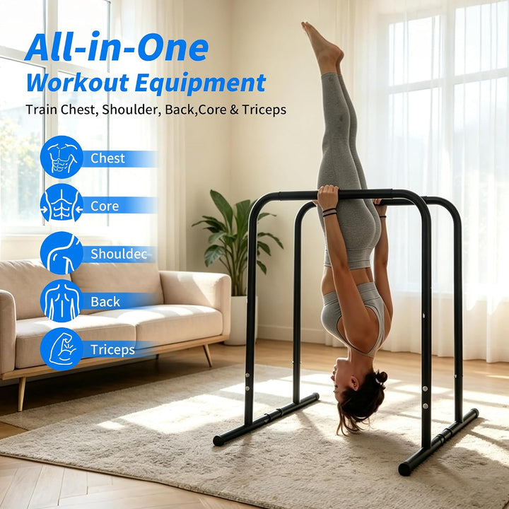 leikefitness Pull Up Dip Station Strength Training Dip Stand Station Triceps Dips Pushups for Home G