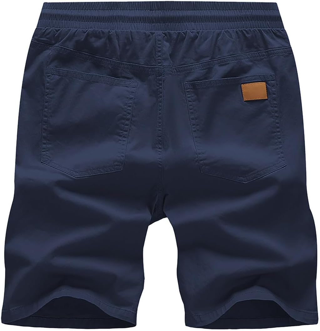 JMIERR Kurze Hosen Herren Shorts Herren Sommer Chino Baumwolle Elastische Taille mit Taschen S Blau,