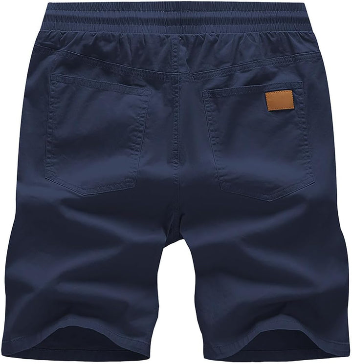 JMIERR Kurze Hosen Herren Shorts Herren Sommer Chino Baumwolle Elastische Taille mit Taschen S Blau,